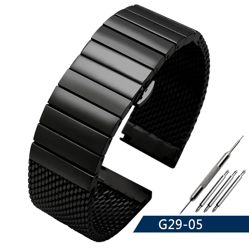 20/22/24mm Steel Dive Shark Mesh for Milanese Watch Bracelet Strap Band Weaving Double Snap Strap for Breitling Omega