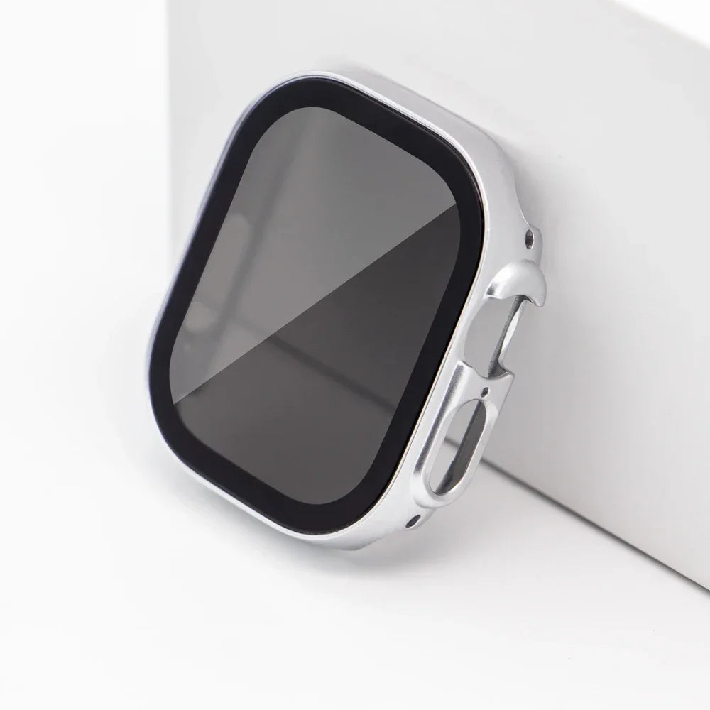 Privacy Glass+Case for Apple Watch 49mm 45mm 41mm 44mm 40mm Tempered Anti-Peeping Screen Protector for IWatch 8 7 6 5 4 9 Cover