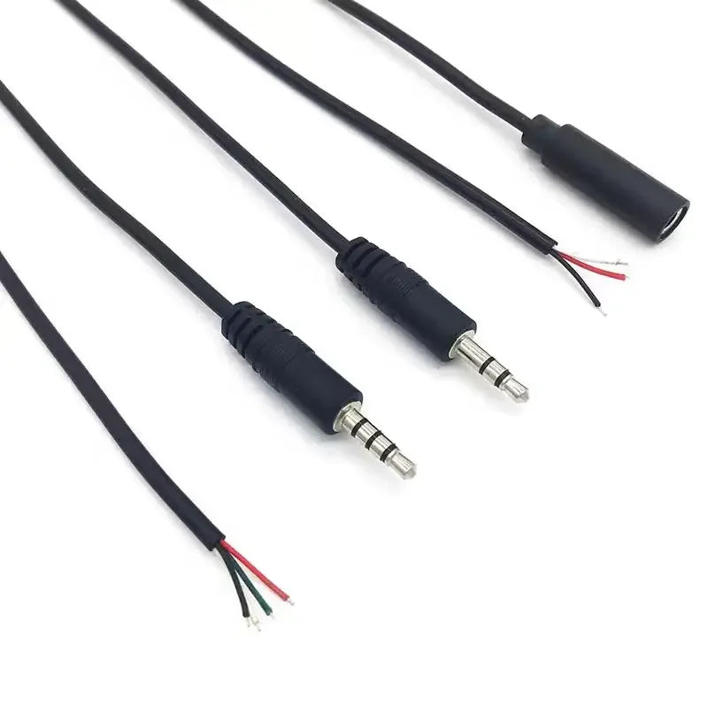 2.5mm 3.5mm 1/8'' Mono/Stereo Male Plug Female Jack Connector 2/3/4 Pole Pin AUX Extension Wire DIY Audio Headphone Repair Cable