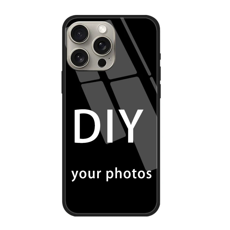 Custom Tempered Glass Case for iPhone 17 16 16E 15 14 13 12 11 Pro Max 6 7 8 Plus x xs SE 17 air DIY Personalize Picture Cover