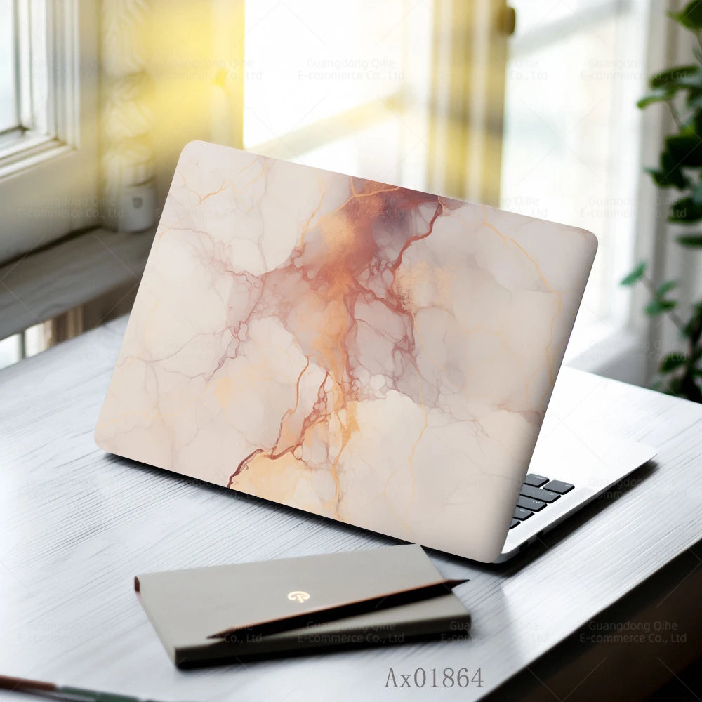 2 Pcs Light Grey Marble Laptop Skin Full Cover Decal for MacBook Laptops Waterproof PC Keyboard Skin Ornamental Decor