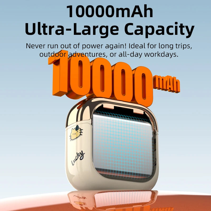 10000mAh Mini Power Bank 22.5W Fast Charge Powerbank External Battery with Type-C to Lightning Cable for iPhone Huawei Samsung