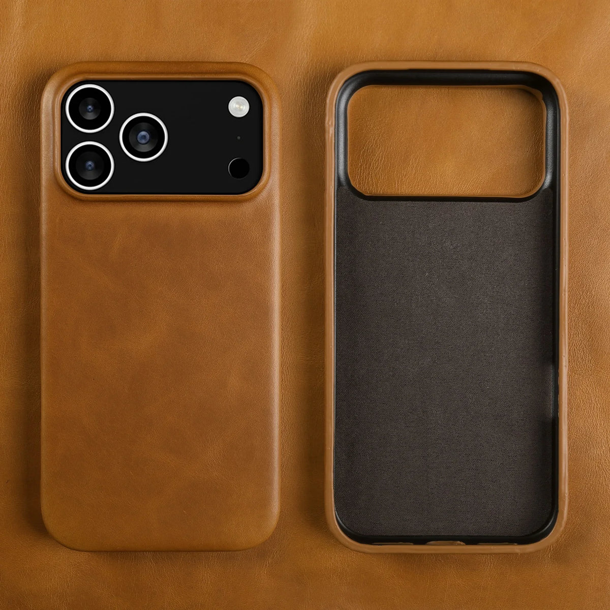 Retro For iPhone 17 Pro Max 16 15 14 13 12 11 Case Luxury Genuine Leather Cases For IPhone16 Vintage Full Covered Phone Cover