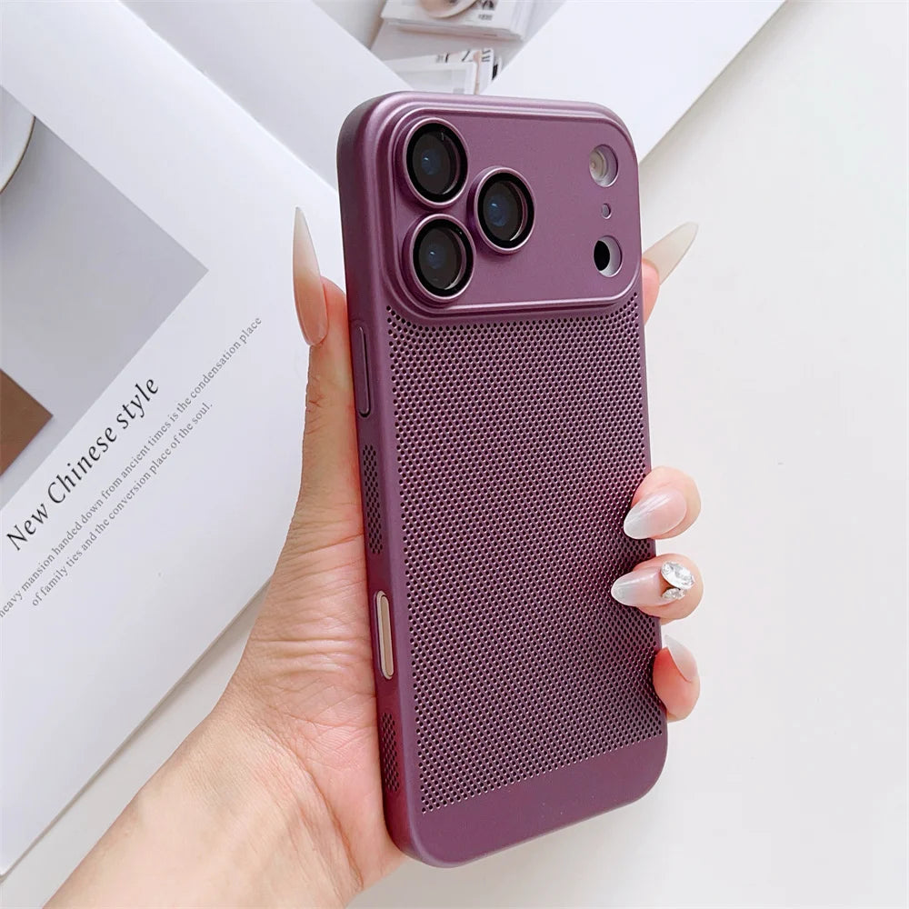 Cooling Phone Case with Full Camera Lens Protection For iPhone 17 Air 16e 16 15 14 Pro Max Plus Shockproof PC Back Cover