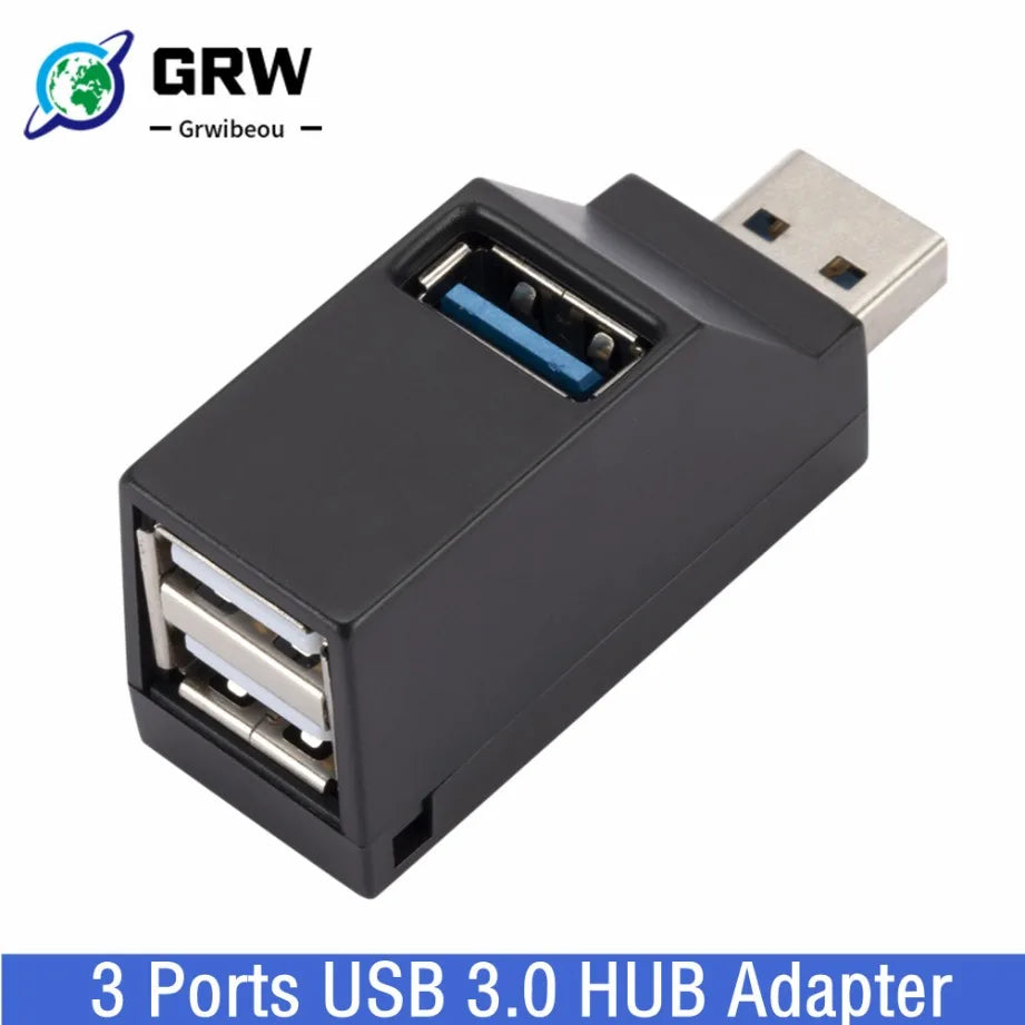 Grwibeou Mini 3 Ports USB 3.0 HUB Extender Splitter USB Hub 3.0 2.0 Adapter High Speed For PC Laptop Mac Computer Accessories