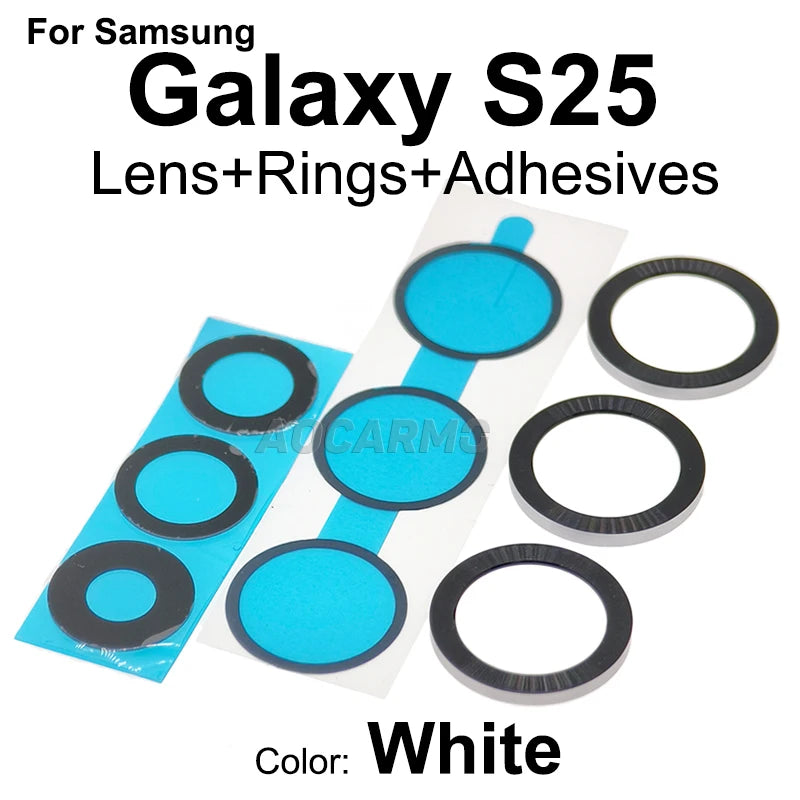 Aocarmo For Samsung Galaxy S25 SM-S9310/S931U/S931B Rear Back Camera Lens Glass Metal Ring Frame With Adhesive Repair Part