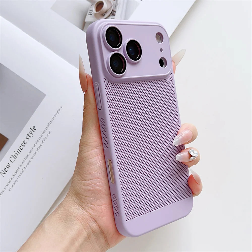Cooling Phone Case with Full Camera Lens Protection For iPhone 17 Air 16e 16 15 14 Pro Max Plus Shockproof PC Back Cover