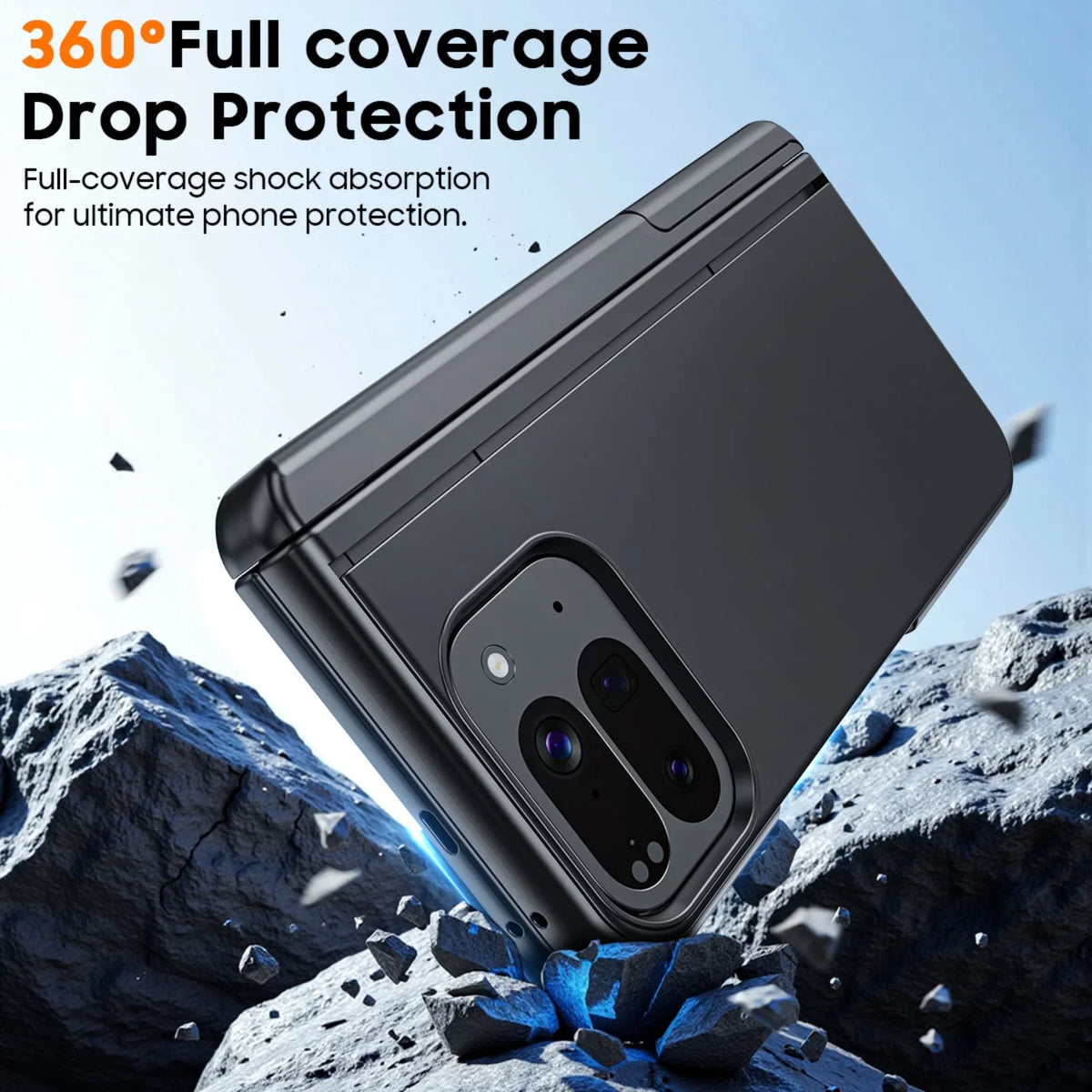 Magnetic Case for Google Pixel 10 Pro Fold with Hidden Kickstand,Built-in 9H Glass Screen Protector & Hinge Protection-Black