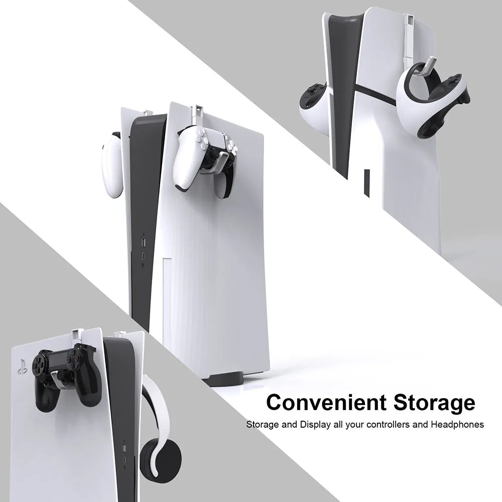 2 Pack Game Controller Holder for PS5/PS5 Slim/PS5 Pro Headset Display Hook PS VR2 Gamepad Rack for Playstation 5 Hanger Stand