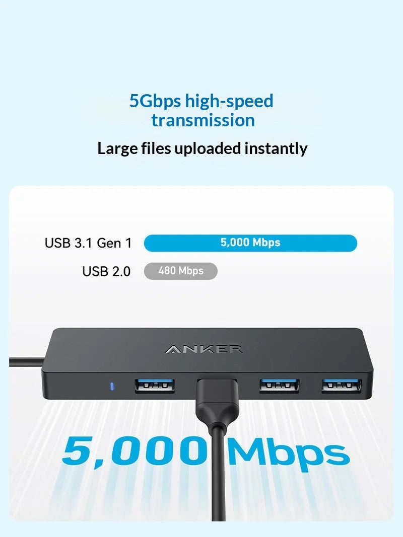 New Anker Usb C Hub 4 Port Usb 3 1 Gen 1 5gbps High Speed Data Transfer Slim Portable Expansion Dock For Laptop Pc Computer