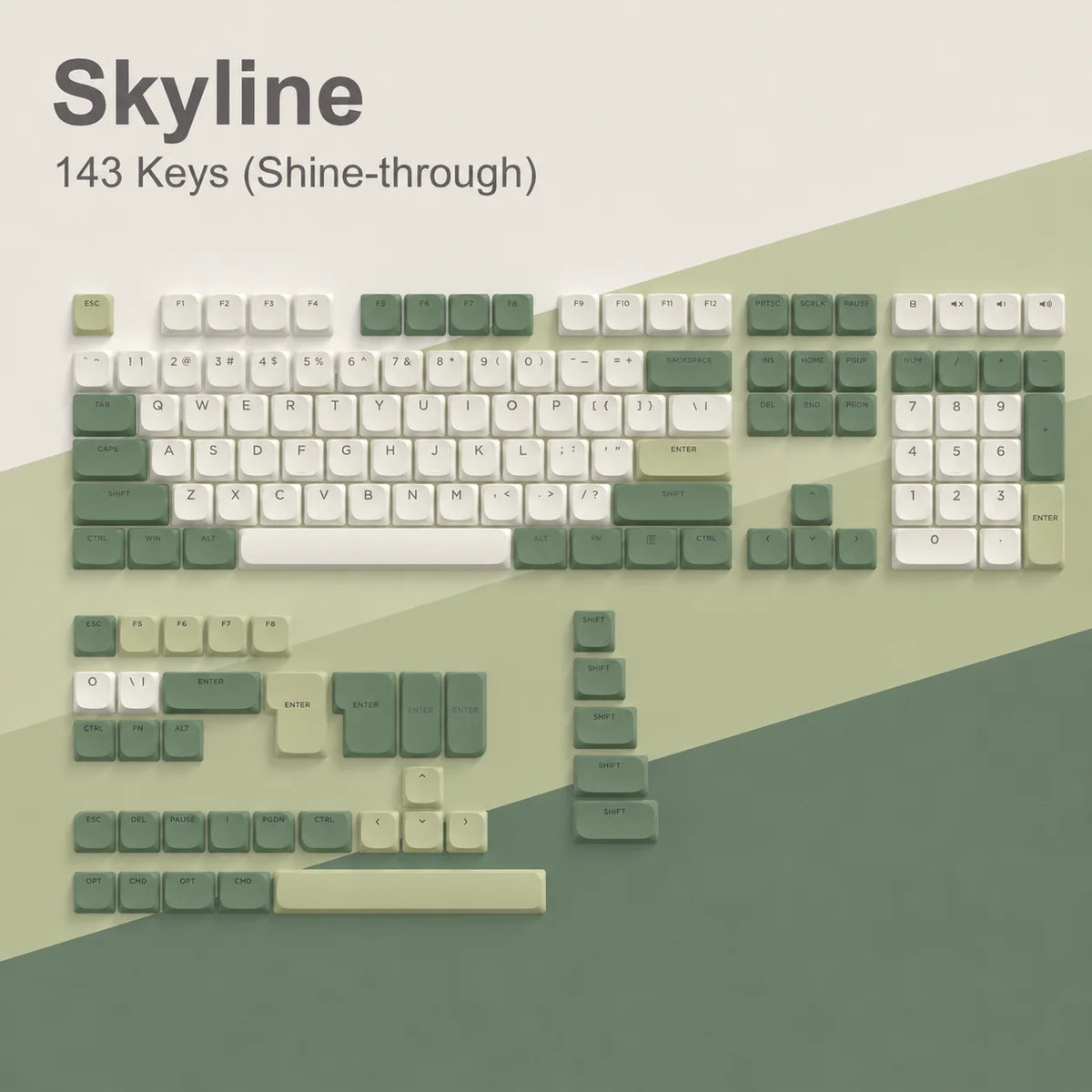 143 Key Low Profile PBT Keycaps Backlit Shine Through RGB Key cap for 60% 61/87/104 Cherry Gateron MX Gamer Mechanical Keyboard