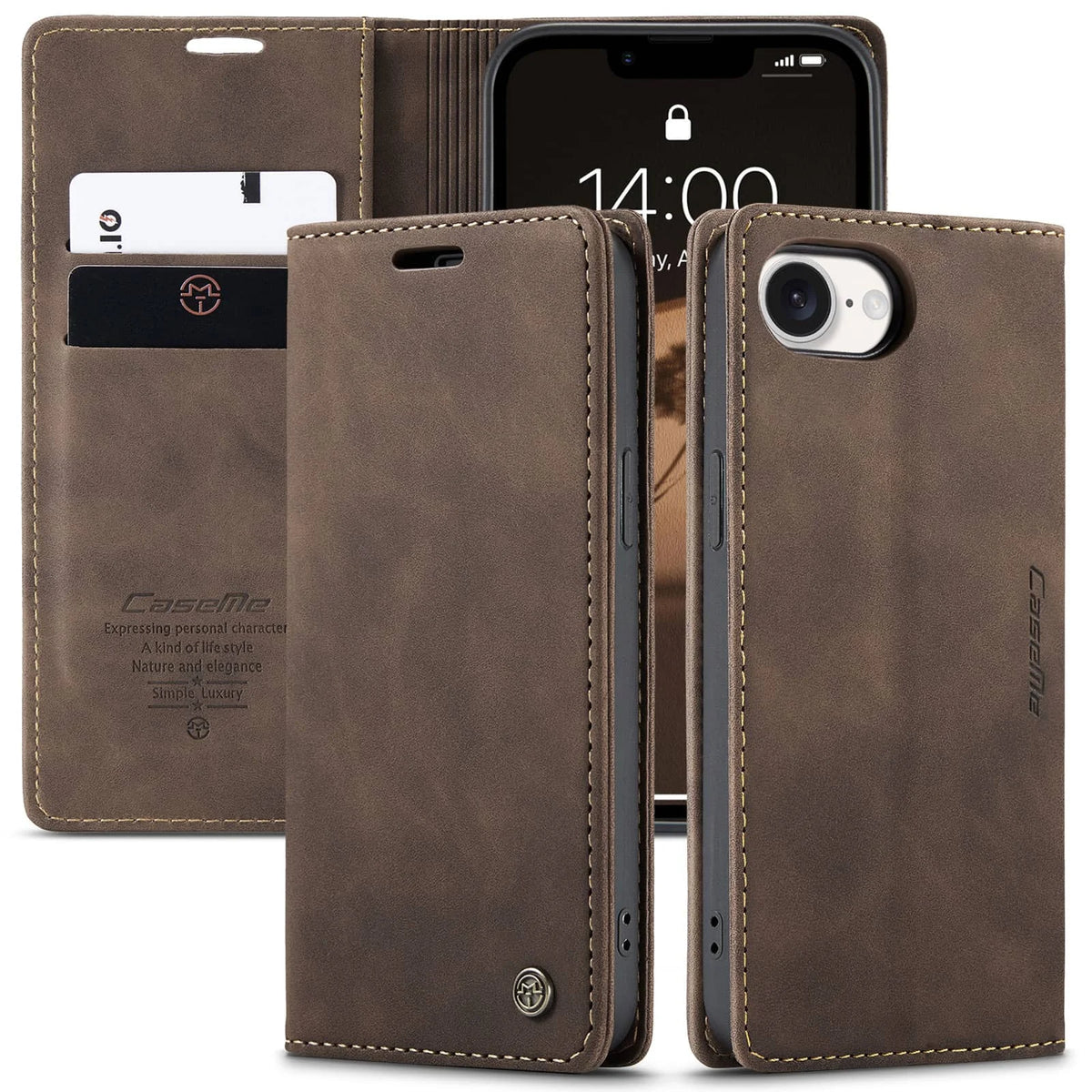 For iPhone 17e PU Leather Flip Wallet Case Magnetic Folio Cover Card Holder Credit Slots Kickstand TPU Shockproof Protective