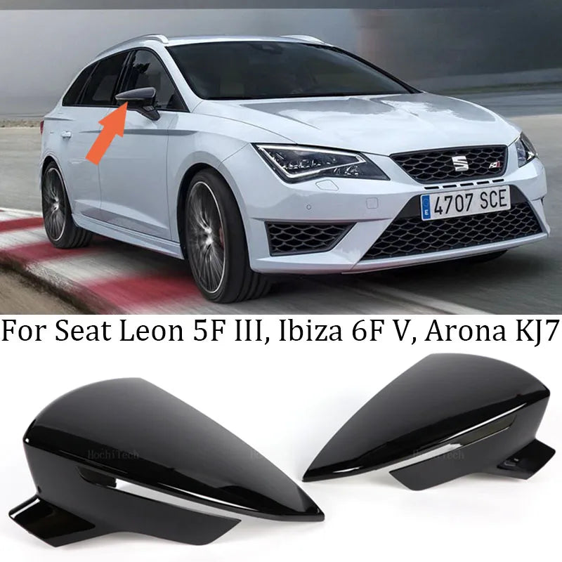 Black For Seat Leon 5F MK3 ST Cupra 2013-2020 Ibiza MK5 Arona 2017-2018 Car Side Rearview Mirror Cover Accessories