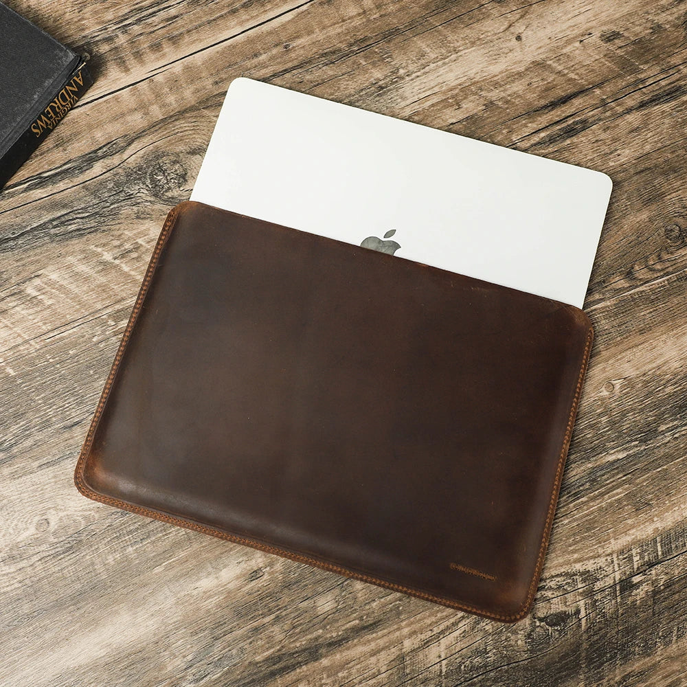 CONTACTS FAMILY Genuine Leather Laptop Sleeve Case For Macbook Pro Air 13 14 16 M4 M3 M2 Cover HP DELL XPS 13 Computer Bag Men
