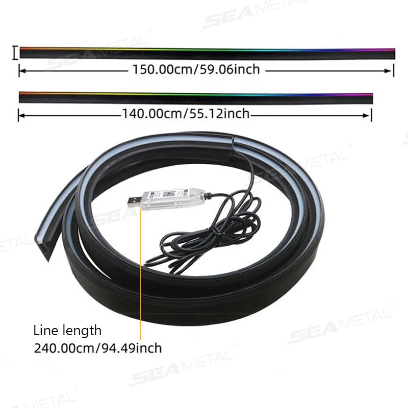 BLALION 140cm Car Ambient Lights LED Interior Wrap-Around Dashboard Sealing strip RGB Symphony Atmosphere Lamp USB APP Control