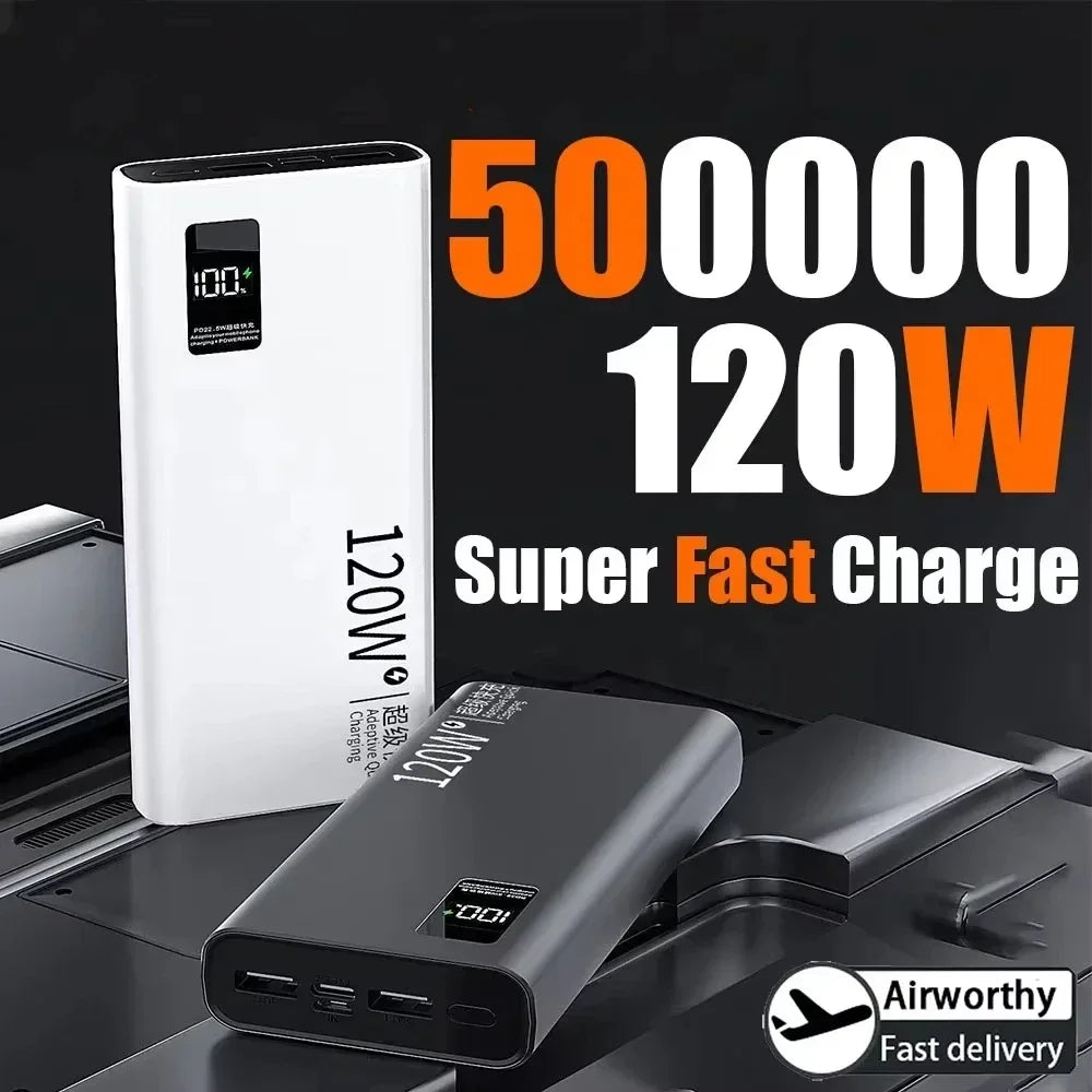 Lenovo 120W Power Bank 200000mAh High Capacity Fast Charging Powerbank Portable Battery Charger For iPhone Samsung Xiaomi NEW
