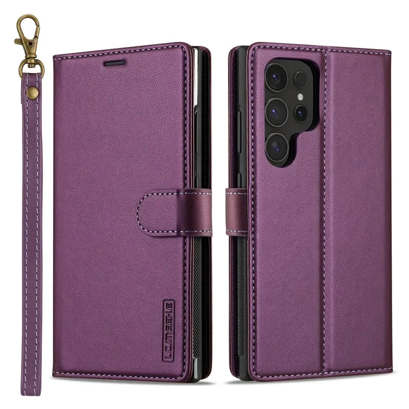Leather Case for Samsung Galaxy S26 S25 Edge S24 Ultra S23 S22 Plus S21 FE A17 A16 A36 A56 A15 A35 A55 Magnetic Flip Wallet