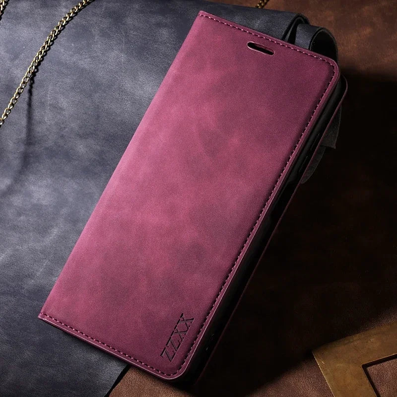 Wallet Skin Friendly Flip Leather Case For Samsung Galaxy S26 Ultra S25 Edge S24 Plus S23 FE A15 A16 A17 A26 A35 A36 A54 A55 A56