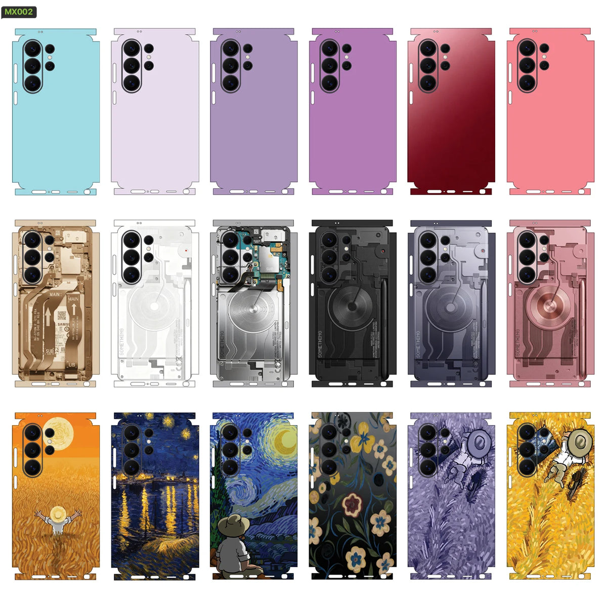 MIX002 Skins Grain Film Wrap Phone Back Sticker For SAMSUNG Galaxy S25 S26 Ultra S24 Plus S22 Ultra S22 S21 FE Film