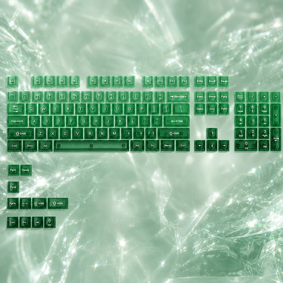 115 Keys Black Transparent Clear Keycaps Crystal Ceramic PC Keycap RGB Shine Through Key Cap MDA Profile for MX Switch Keyboard