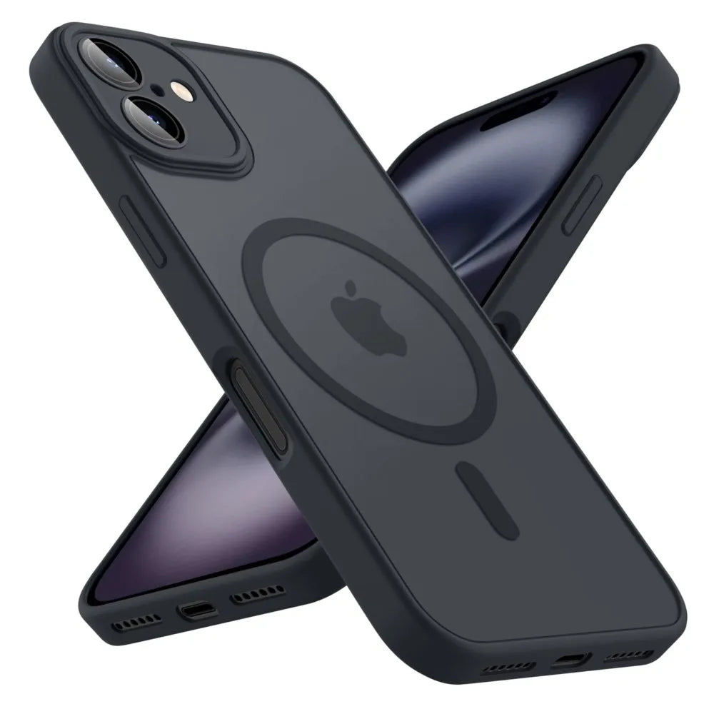 Luxury Magnetic Matte Translucent Shockproof Case For iPhone 11 12 13 14 15 16 Plus 17 Pro Max For Magsafe Wireless Charge Cover