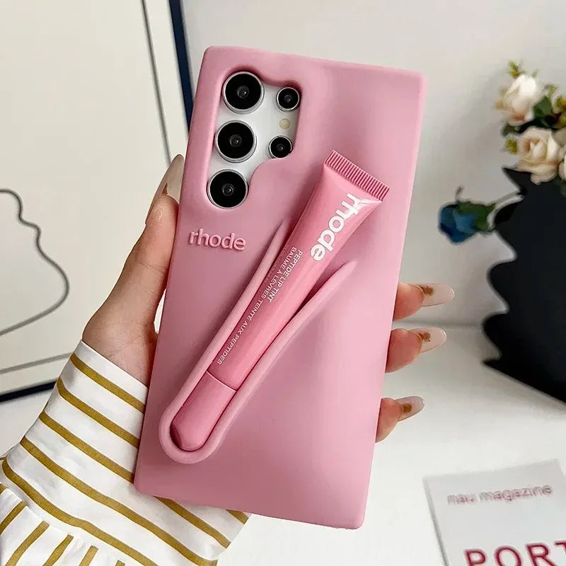 Makeup Brand Lemontini Dopamine Lip Gloss Case for Samsung Galaxy A56 A55 A54 A36 A35 A32 A25 A24 Lipstick Holder Phone Cover