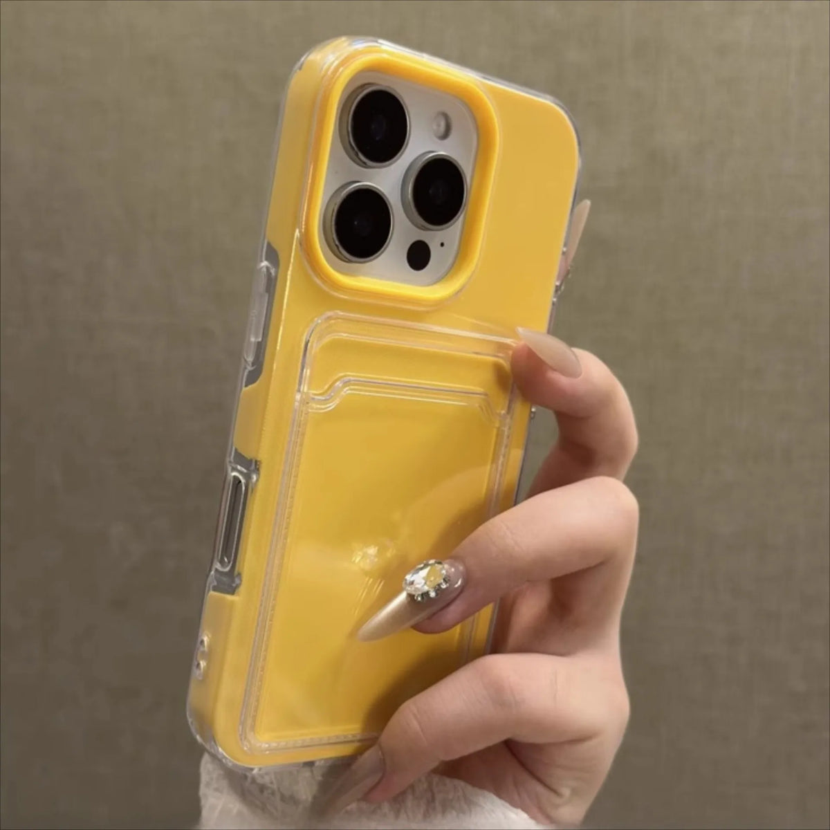 Luxury 2in1 Card Bag Holder Phone Case For iPhone 17 16 15 14 13 12 Pro Max Candy PC Wallet Shockproof Silicone Soft Clear Cover