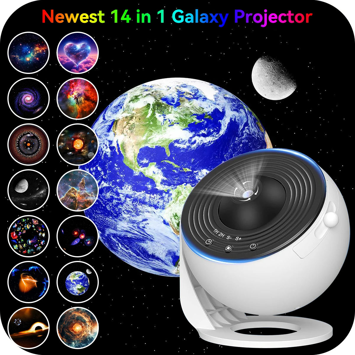 New upgraded 14IN1 Night Light Galaxy Projector Starry Sky Projector 360° Rotate Planetarium Lamp for Kids Bedroom Decor Lights