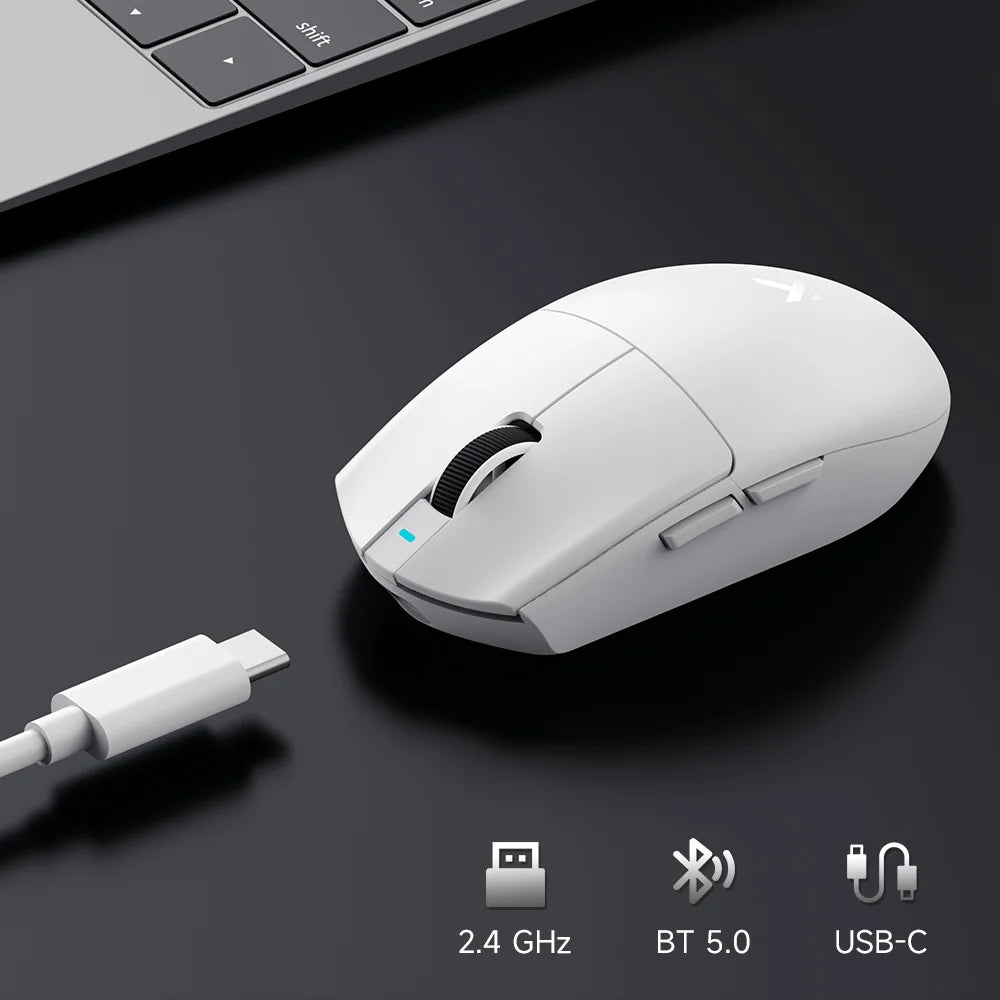 MCHOSE G3 V2 Wireless Gaming Mouse PAW 3395 Sensor Tri-mode 800mAh All-Around Grip Omron Mechanical Switches TTC Silver Wheel