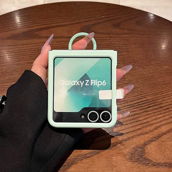 Liquid Silicone Original Ring Bracket Case for Samsung Galaxy Zflip 7FE Z Flip 5 6 7 8 Screen Glass Film 2in1 Shockproof Cover