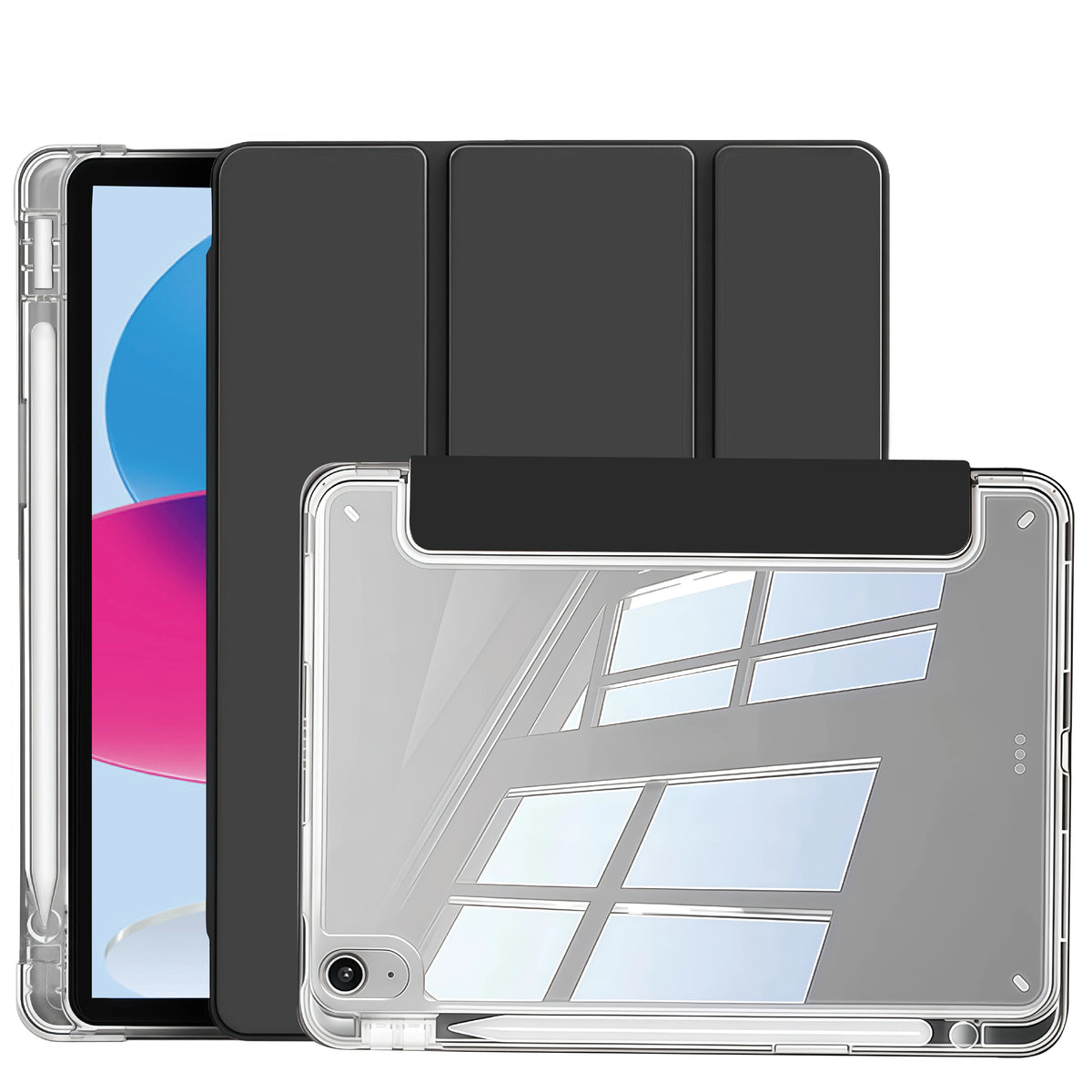 Case for iPad (A16) 11th Gen, 10th Gen, 11-inch 2025, iPad 9th/8th/7th/6th/5th gen, iPad Air Crystal Clear Case with Pencil Slot