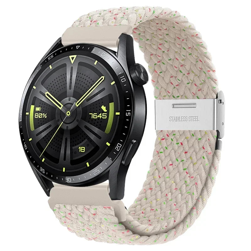 20 22mm Strap for Samsung Galaxy Watch 7 6 5 4 Band 40/44mm 5Pro Active 2 Gear S3 Braided Elastic Bracelet for Huawei GT2/3 4Pro