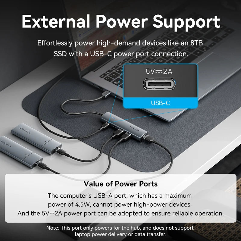 Vention USB A 3.0 HUB Metal Shell USB C 3.2 Gen 1 5Gbps Multi Adapter Splitter for Macbook Air Dell Lenovo PC Desktop Multi Hub