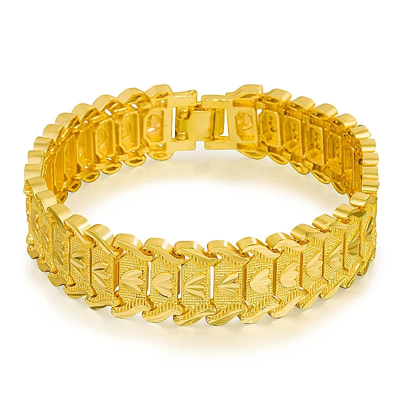 21cm Retro Fashion European Coin Gold-plated Jewelry Copper Plating 18K Gold Men's Wide Version Bracelet Watch Chain Wholesale