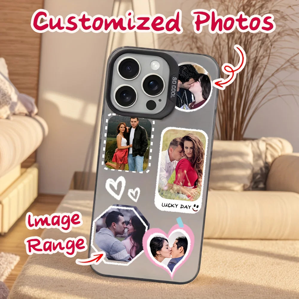 For iPhone 16 16e 15 14 13 12 11 Pro Max Mini SE 2020 2022 XS XR 7 8 Plus DIY Couple Photo Customized Design IMD Shockproof Case