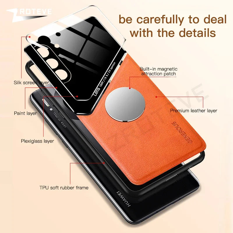 S23 Case Zroteve PU Leather Car Magnetic Hard PC Cover For Samsung Galaxy S24 Ultra S25 Edge S22 S21 FE S20 Plus Phone Cases