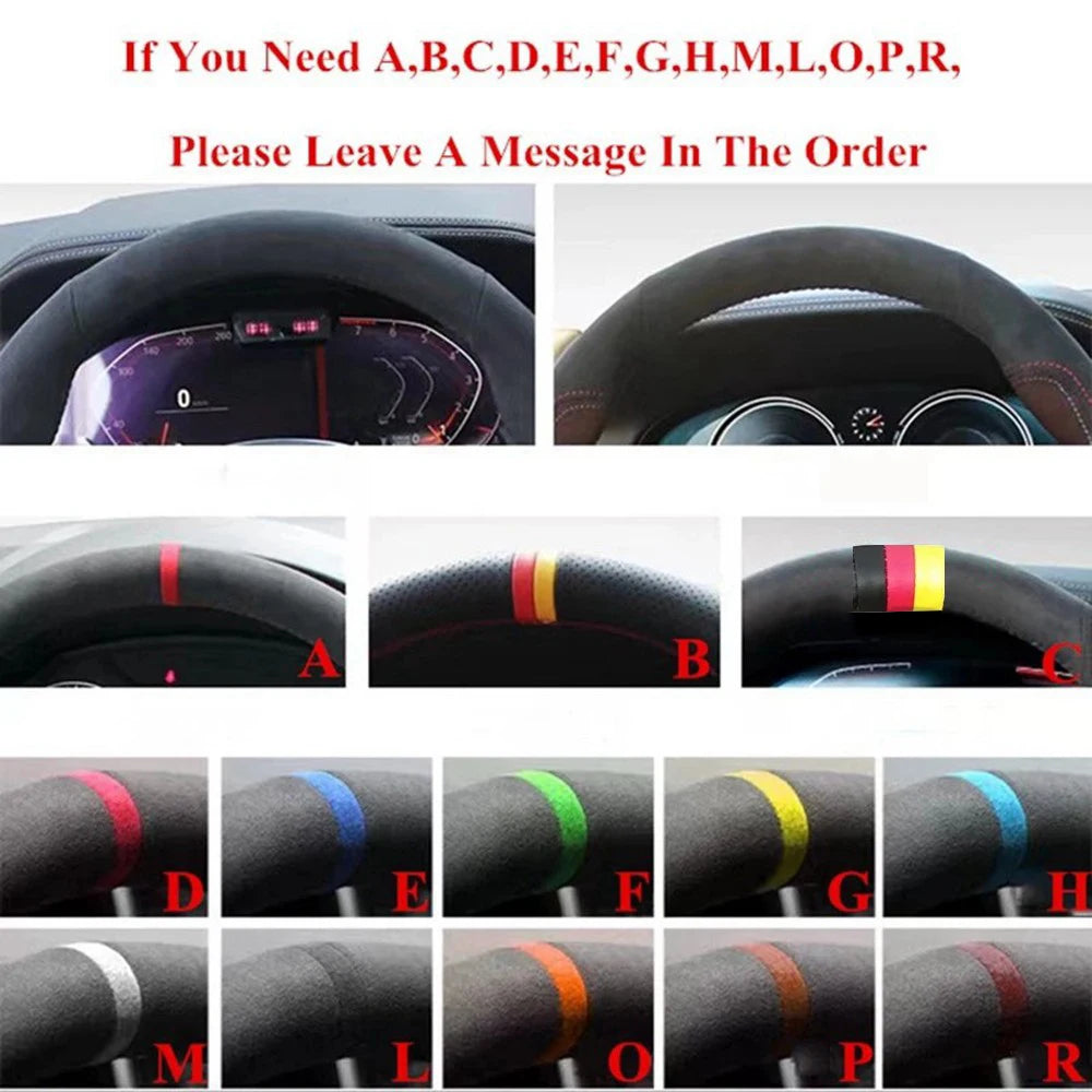 Car Steering Wheel Cover Non-slip Carbon Fiber Suede Braid For Honda Civic 10 2016-2021 CR-V CRV 2017-2021 Clarity 2018-2021