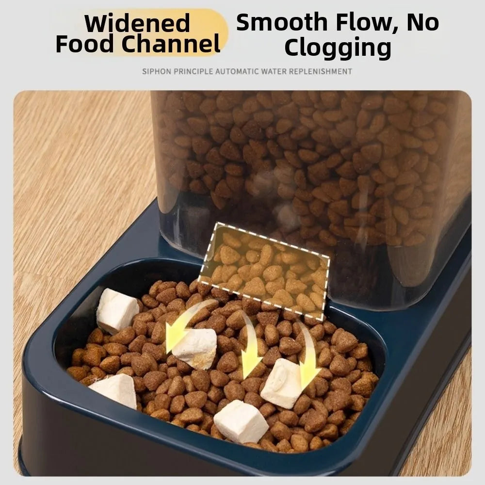 1.2L/1.5L Pet Automatic Feeder Plastic 2 Styles Cat Dog Water Dispenser Feeder Set Large Capacity 3 Colors
