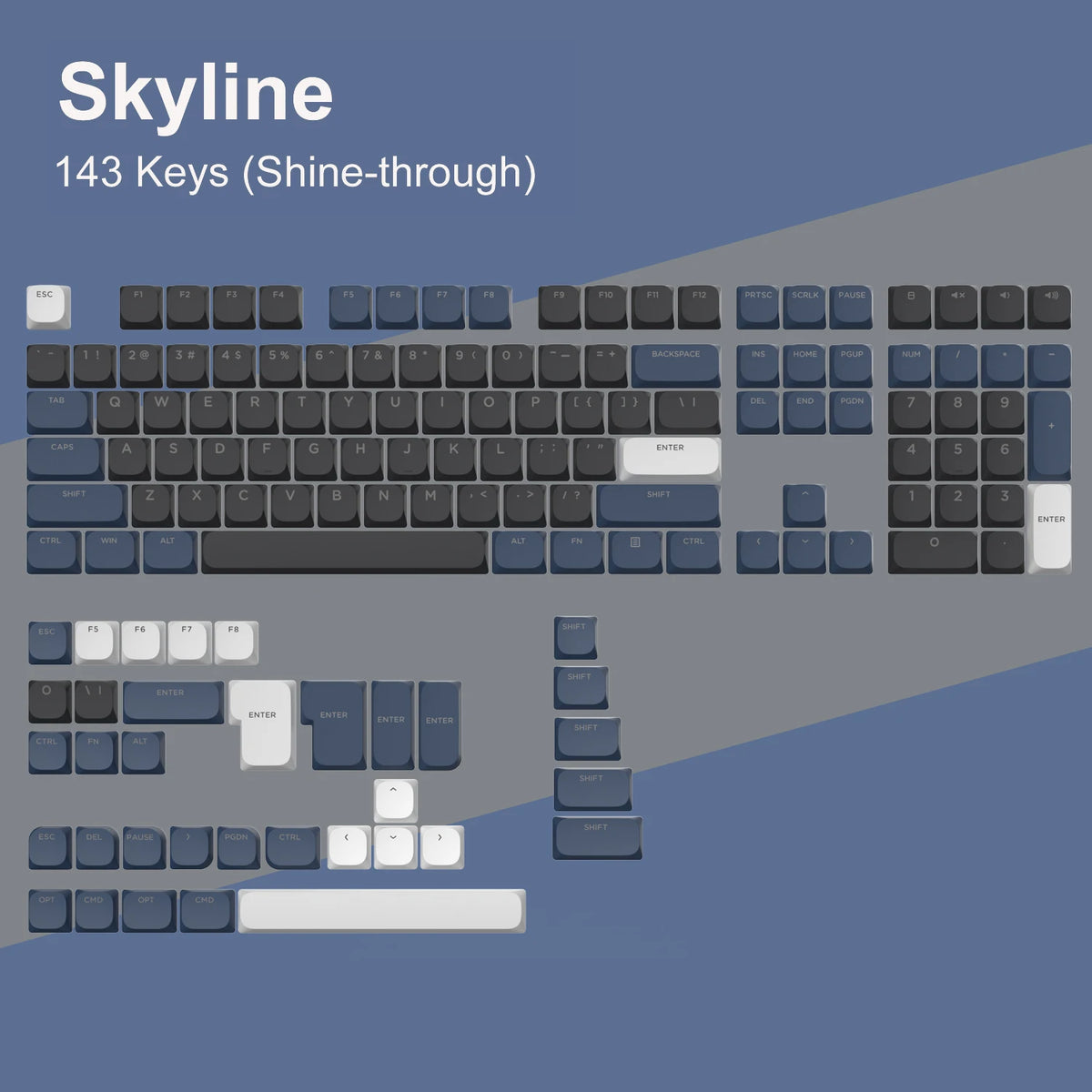 143 Key Low Profile PBT Keycaps Backlit Shine Through RGB Key cap for 60% 61/87/104 Cherry Gateron MX Gamer Mechanical Keyboard