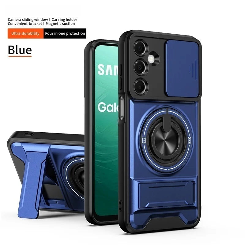 Armor Case For Samsung Galaxy S26 S25 S24 S23 S22 Ultra Plus S26Edge S25Edge S25FE Magnetic Stand Holder Ring Lens Protect Cover