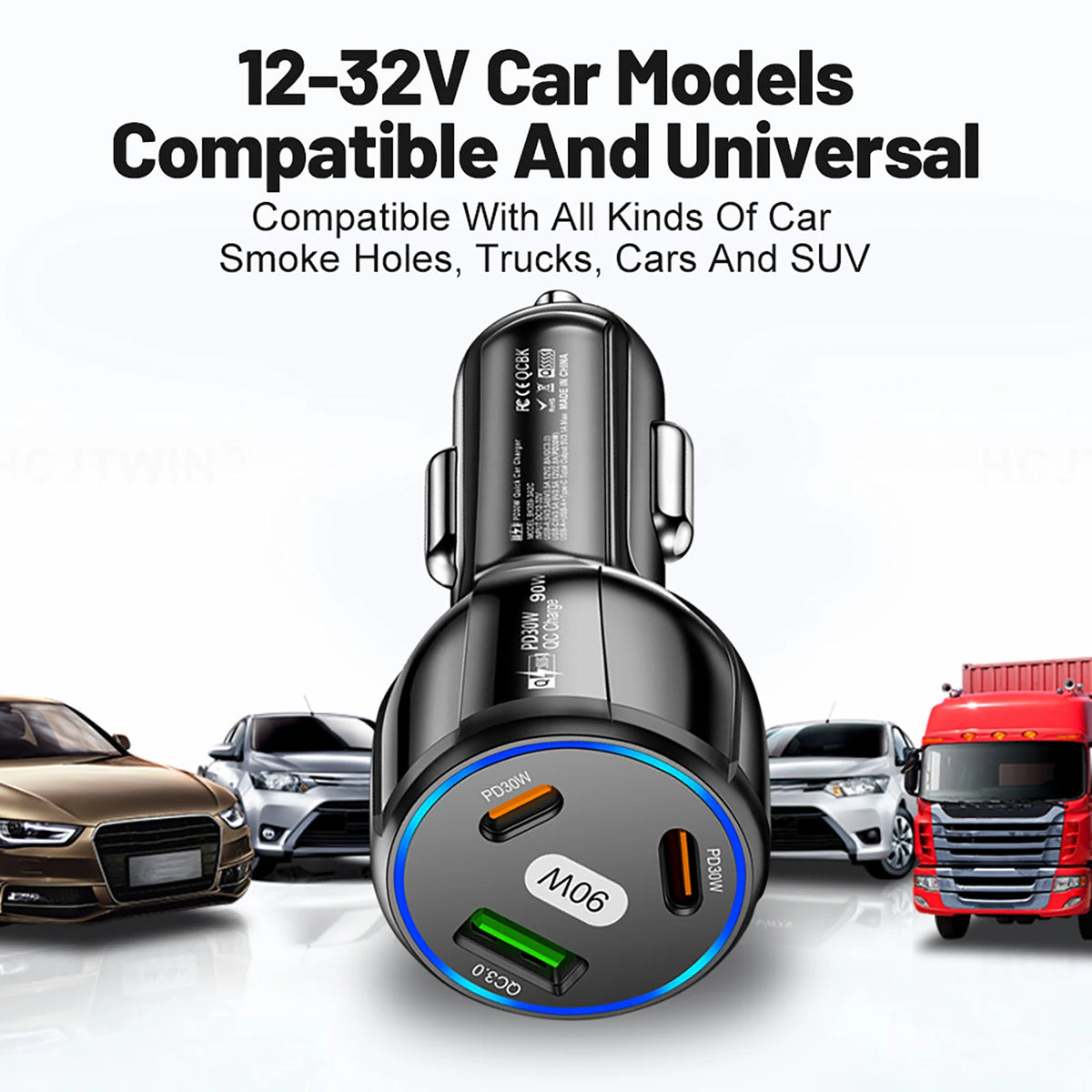 Quick Charge 3 Ports USB Type C Fast Charger USB PD Car Charger 3.0 Car Phone Adapter for IPhone Samsung Phone 13 12 Pro Max