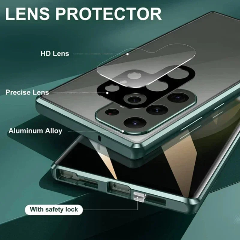 360 ° Protection Anti Peeping Metal Magnetic Case For Samsung Galaxy S26 S25 S24 S23 S22 Ultra Plus Double-Sided Glass Snap Lock