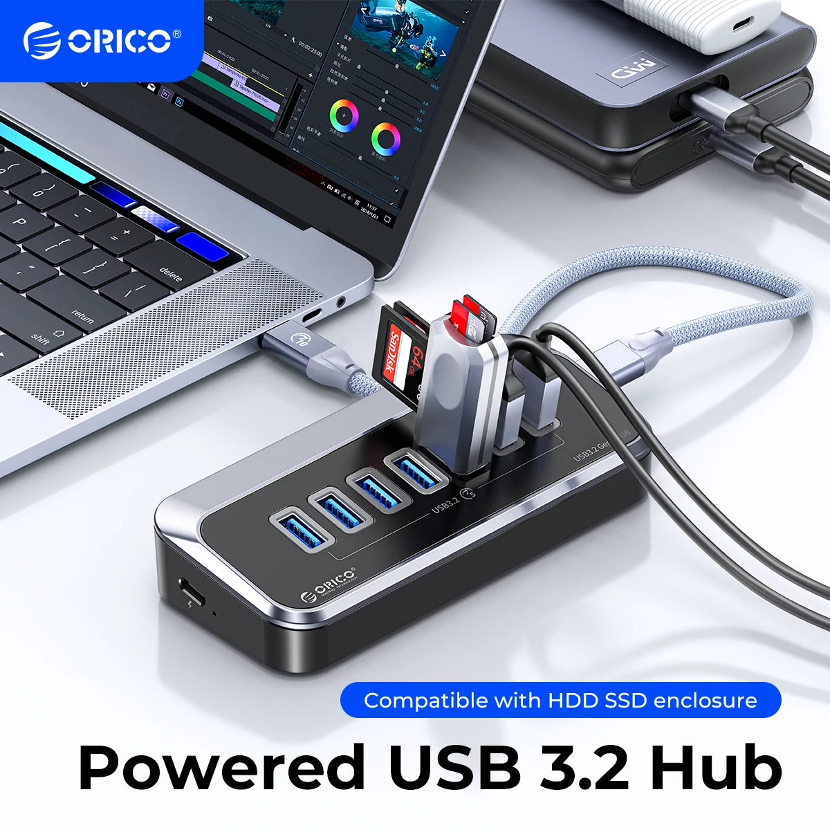 ORICO USB 3.2 Docking Station Hub Type C 10Gbps Splitter Switch Dock Multi Port Socket USB-A Gen2 for Surface Macbook Laptop 3.0
