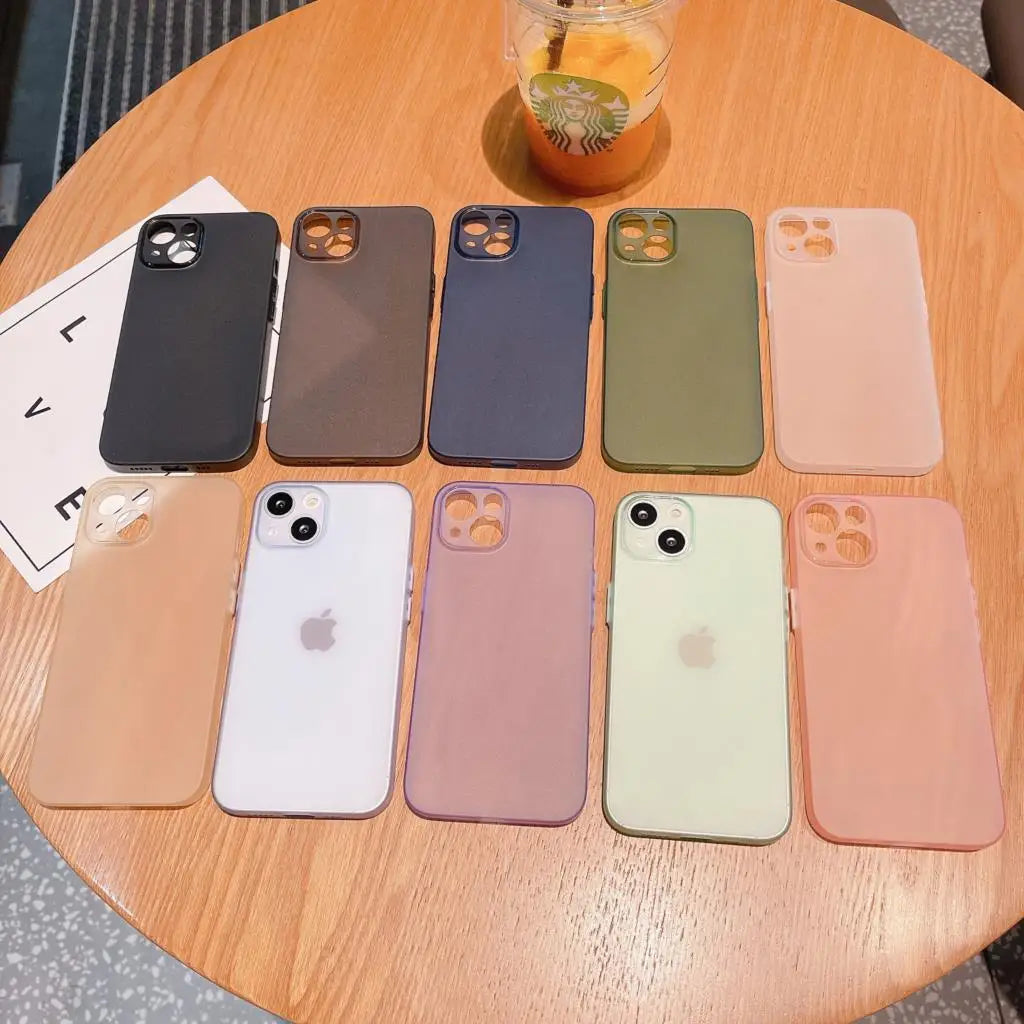 Matte Slim Phone Case For iPhone 16 15 14 13 12 11 Pro Max Plus XS X XR 7 8 SE Mini Transparent Shockproof Hard Thin Cover Funda
