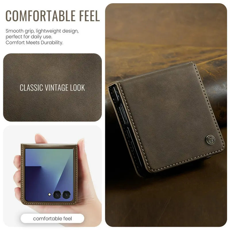 For Samsung Galaxy Z Flip 8 5G 2026 Luxury Case Classic Book Funda Samsung Z Flip 7 Case Phone Galaxy ZFlip 8 Flip7 Leather Etui