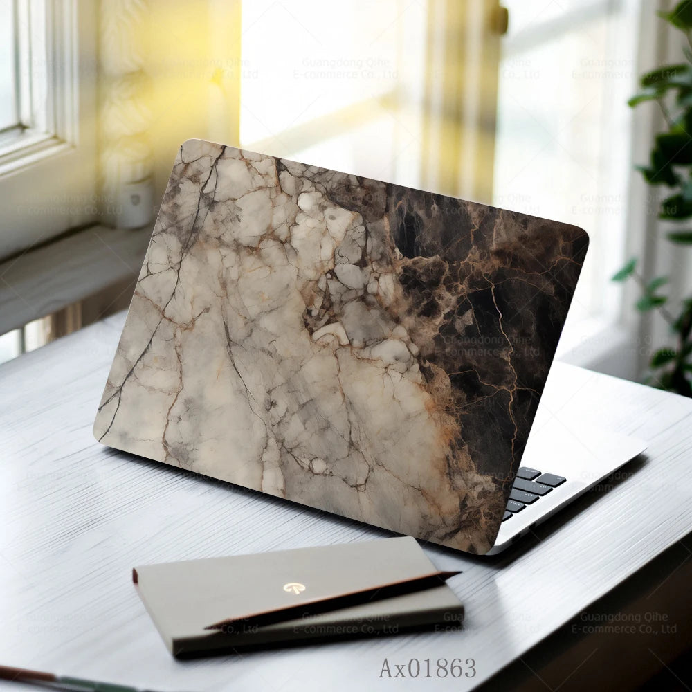 2 Pcs Light Grey Marble Laptop Skin Full Cover Decal for MacBook Laptops Waterproof PC Keyboard Skin Ornamental Decor
