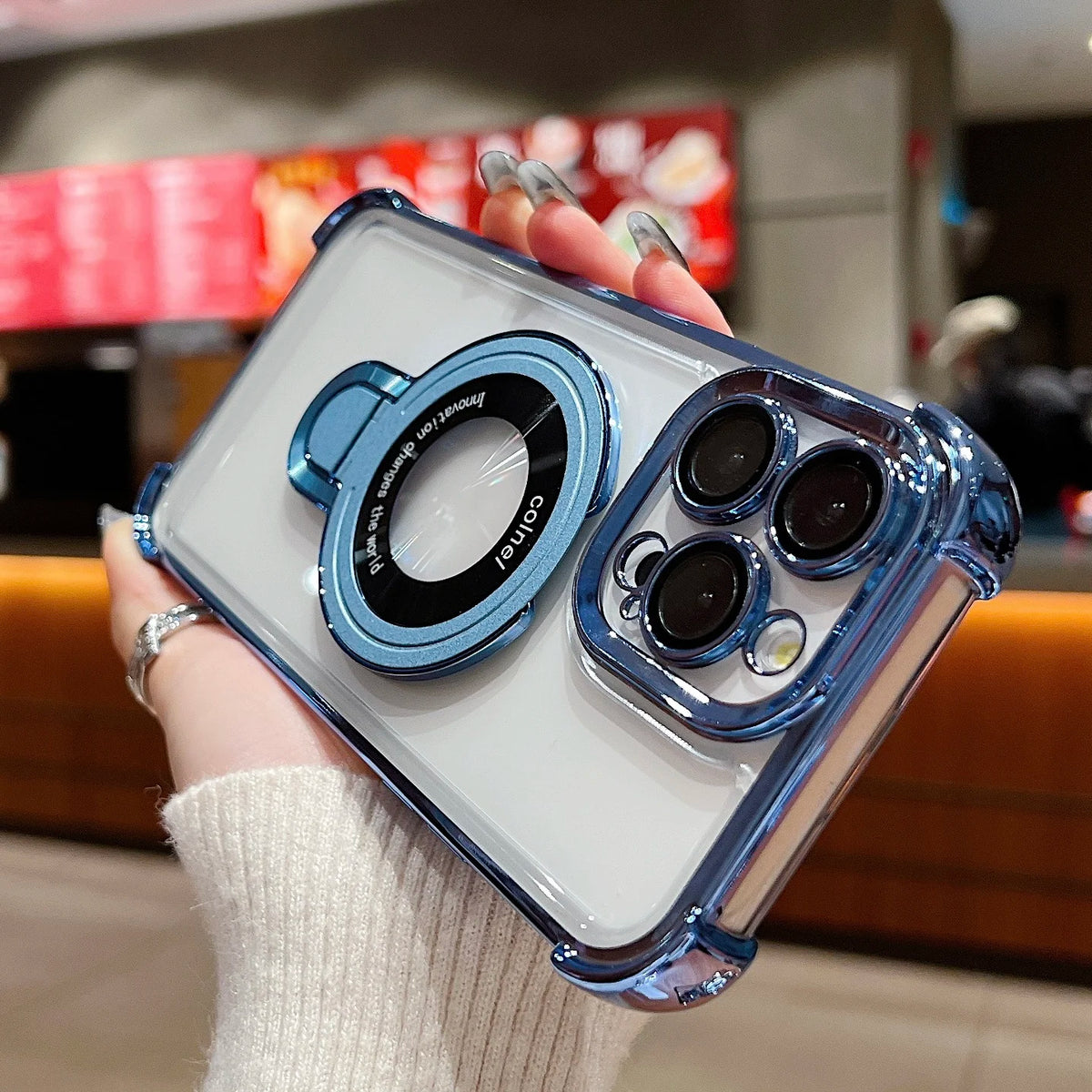 Fashion Plating Magnetic Bracket Case for iPhone 17 16 15 14 13 12 Pro Max Case With Holder Stand Shockproof Cover for Magsafe