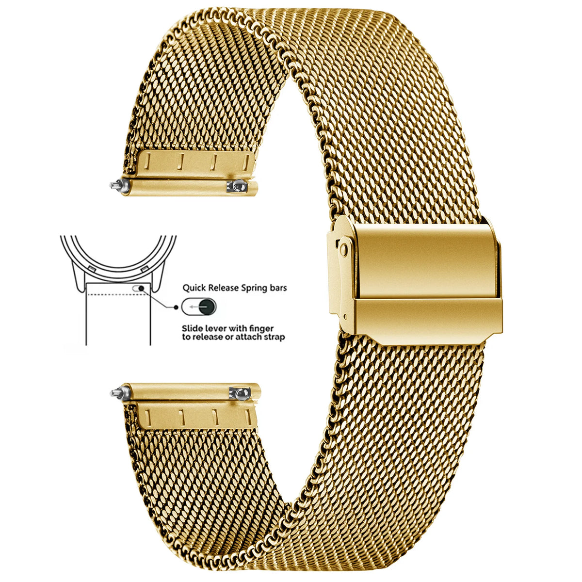 Milan Stainless Steel Mesh Watch Band , 8/10/12/13/14/15/16/17/18/19/20/21/22/24mm, Quick Release Watch Straps for Mens Women