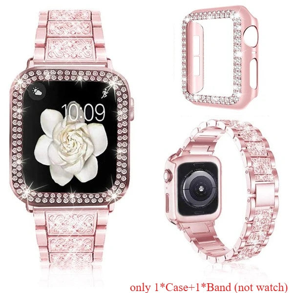 Chains Strap Case+Strap Metal Band Women Bracelet For Apple Watch 49mm 46mm 44mm 42mm 40 38mm for iWatch 10 9 8 7 6 5 SE 4 3 2 1