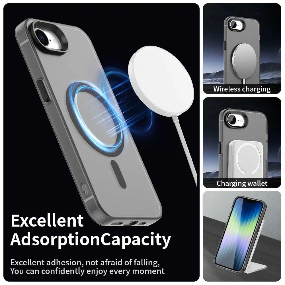 Magnetic Wireless Charging Case For Apple iPhone 17e 16e 16 Pro Max 15 14 Plus Cover Candy Colors Transparent Back Shell Coque
